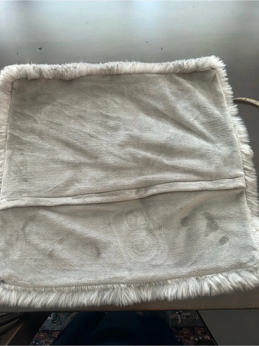 UnHide Squish Faux Fur Pillow Cover 20x20 Greige/Taupe – No Insert